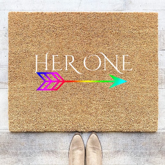 Cute Gay Couple Lesbian Valentines Day Her One Coir Doormats