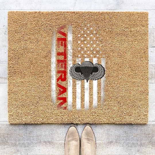 Vintage Flag US Paratrooper Airborne Division Army Coir Doormats