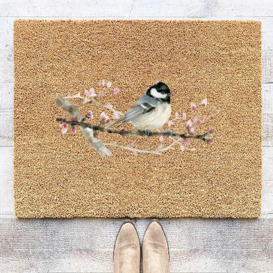 Swamp Tit on A Twig - Garden Birds In Spring Coir Doormats