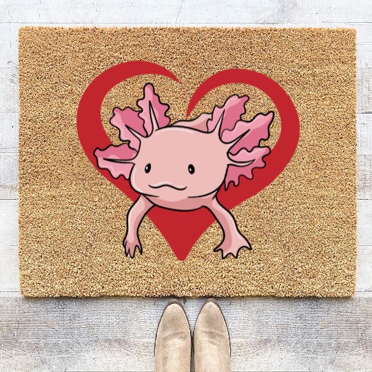 Axolotl Lover Valentine's Day Gift Coir Doormats