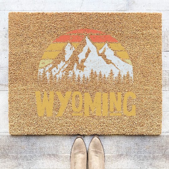 Vintage Retro Wy Wyoming Us Mountain State Coir Doormats