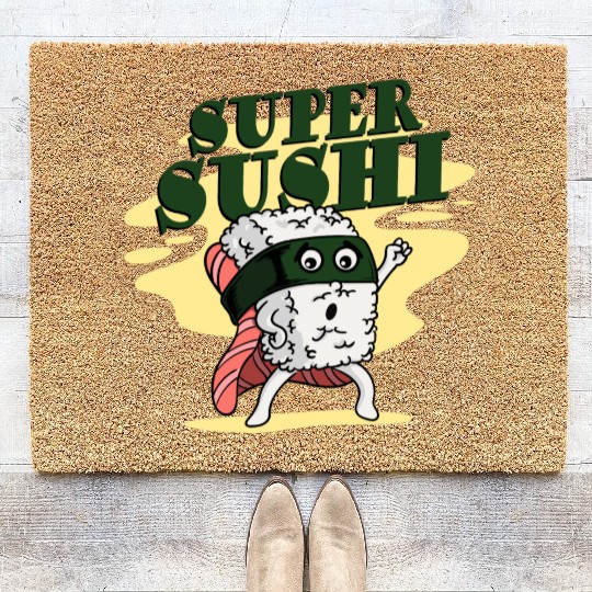 Sushi Saying Rice Salmon Coir Doormats