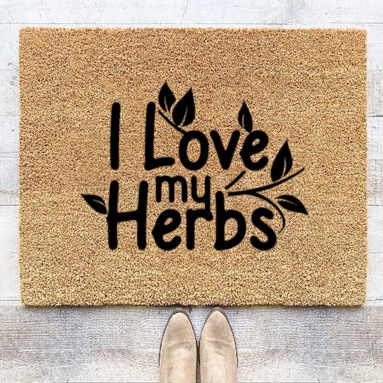 Herbs make me happy Spices Gardener Herb Garden Coir Doormats