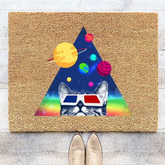 3D Space Cat Coir Doormats