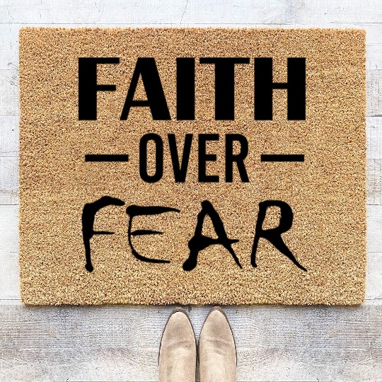 Faith Over Fear Christian Bible Prayer Power Peace Coir Doormats