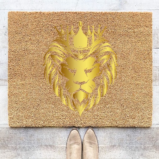 Gold Lion Crown, queen, princess, royalty, king, Coir Doormats