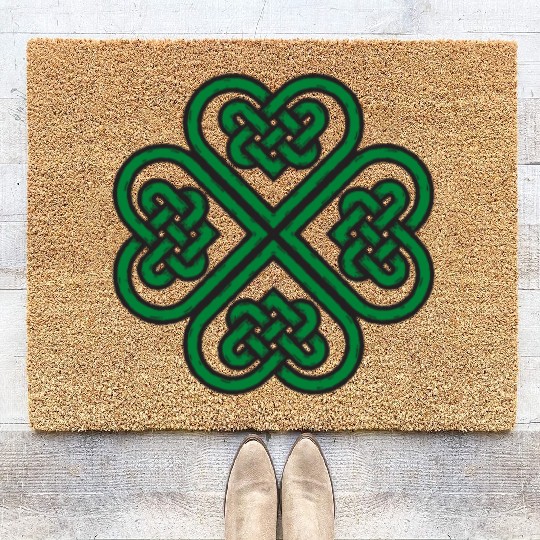 Irish Celtic Knot Shamrock Heart St Patricks Day Coir Doormats