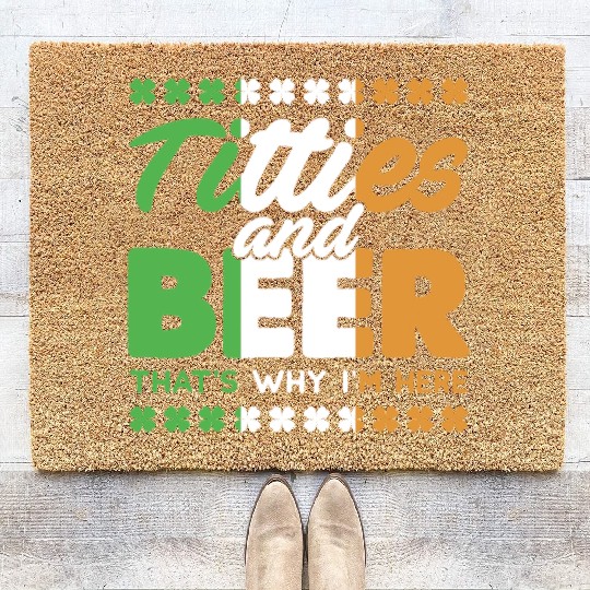 Funny St. Patricks Day Irish Titties And Beer Gift Coir Doormats