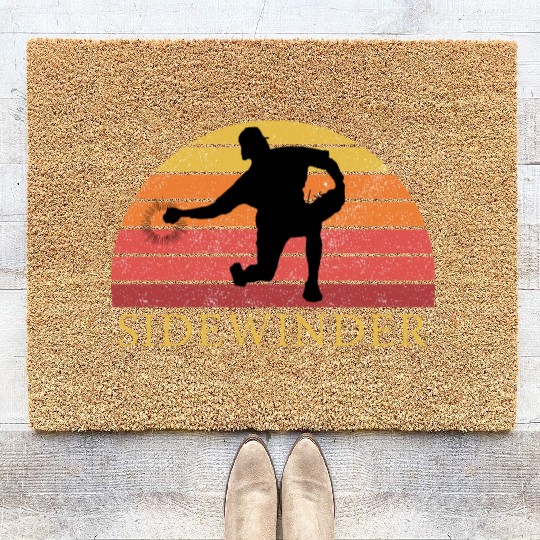 Sidewinder Sidearm Baseball Pitcher Retro Vintage Coir Doormats