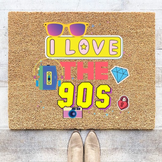 I Love The 90s Vintage 1990s Men Women 90's Coir Doormats