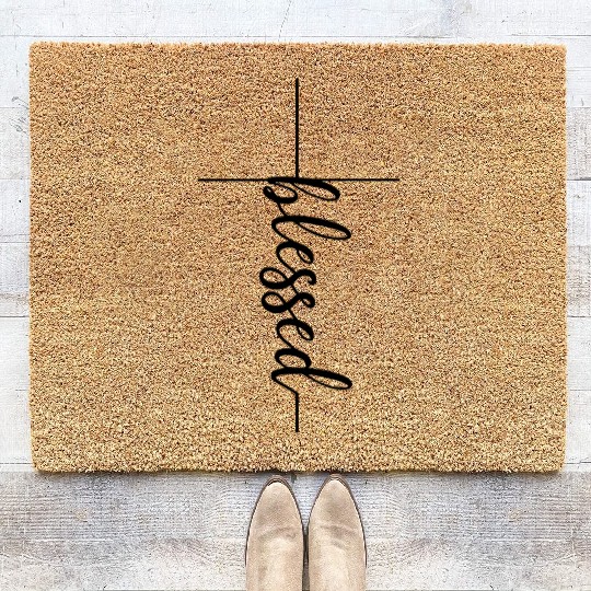 Blessed Cross, thin, cool christian, blessed Coir Doormats