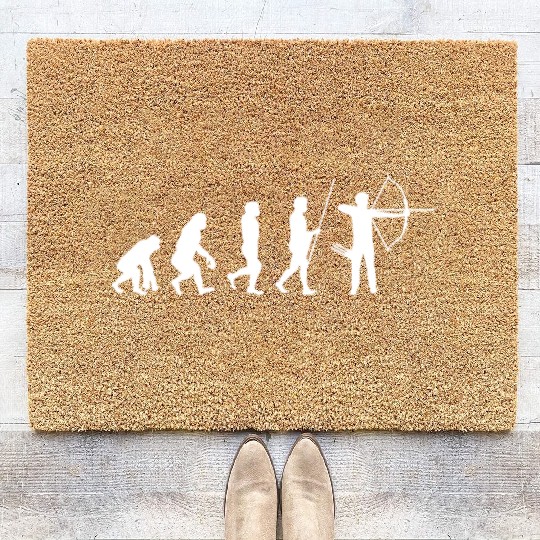 Human Evolution Funny Archery Sayings Coir Doormats
