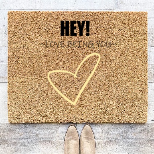 Love being you yellow heart Coir Doormats