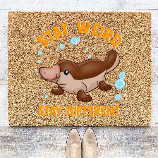 Funny Stay Weird Stay Different Cute Platypus Coir Doormats