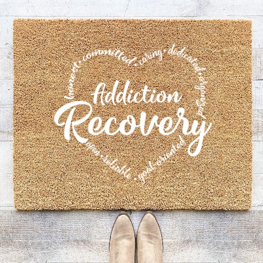Addiction recovery, sobriety, sober Coir Doormats
