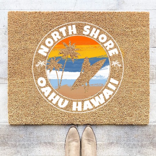 North Shore Hawaii Surfer Girl Coir Doormats