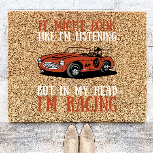 Racing Race Car Driver And Muscle Car Coir Doormats