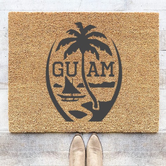 Guam Seal Guam Flag USA Guamanian Chamorro Coir Doormats
