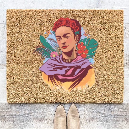 FRIDA KAHLO COLOR PORTRAIT Coir Doormats