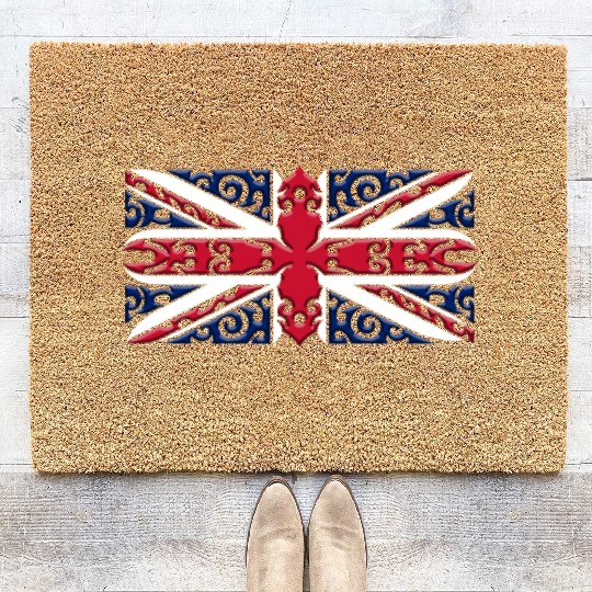 Union Jack British Flag Ornamental Style Coir Doormats