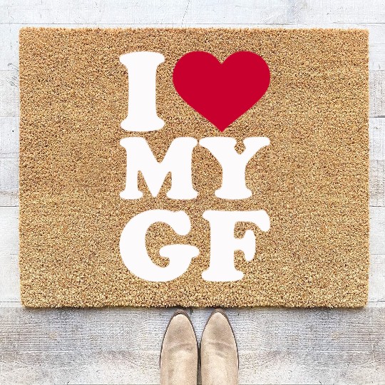 I Love My Gf Girlfriend Coir Doormats