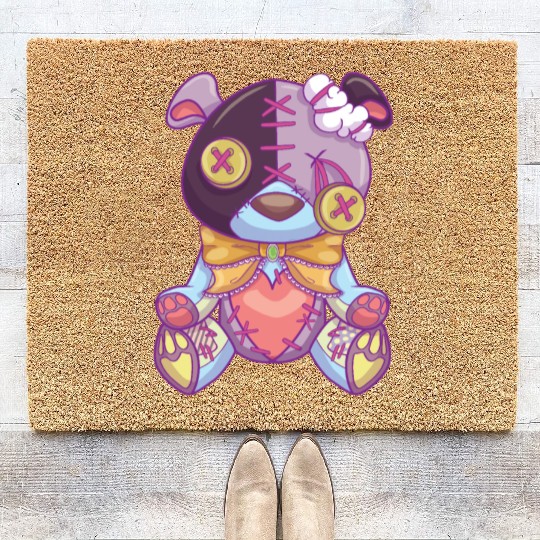 Pastel Goth Teddy Bear Japanese Anime Kawaii Coir Doormats
