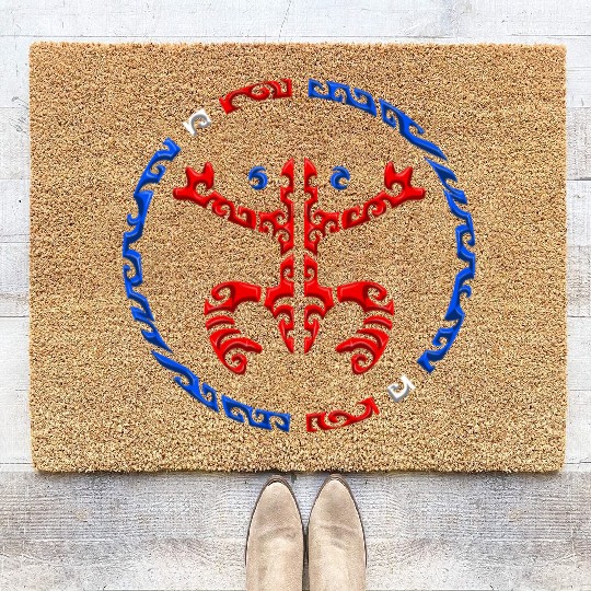 Puerto Rico Coqui Frog Taino Boricua Tribal Coir Doormats