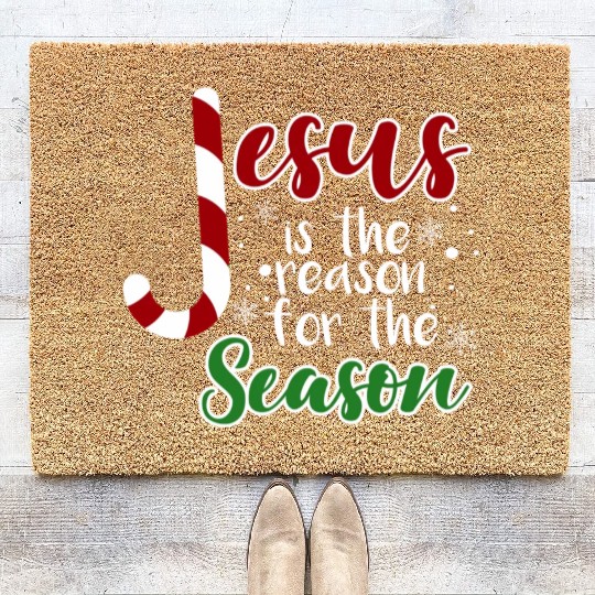 Jesus Is The Reason For The Season Christmas birth Coir Doormats