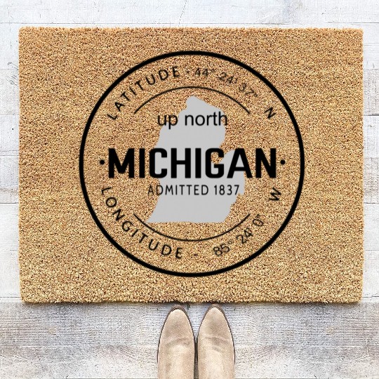 Up North Michigan 1837 Great Lakes Latitude And Lo Coir Doormats