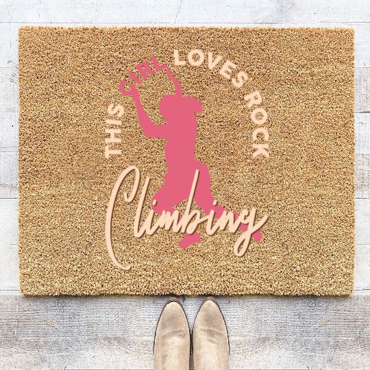 Rock Climber Boulder This Girl Loves Rock Climbing Coir Doormats