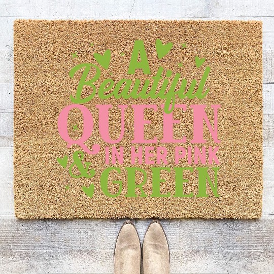 A Beautiful Queen in her Pink and Green | HBCU AKA Coir Doormats