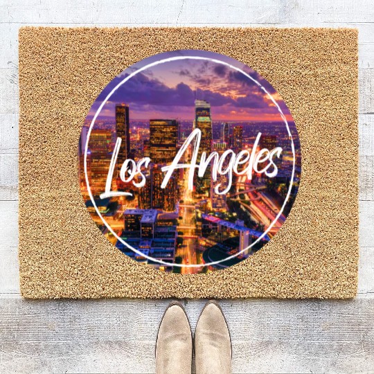 Los Angeles California Cityscape Coir Doormats