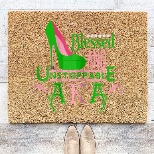 Womens AKA inspired Blessed AKA AKA sorority Alpha Coir Doormats
