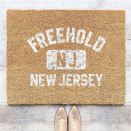 Freehold Nj New Jersey Gym Style Distressed WhiteG Coir Doormats