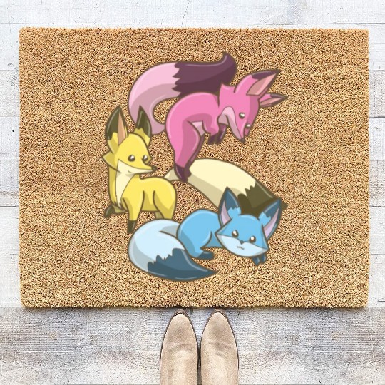 Pansexual Fox,Kawaii Pastel Goth Anime Art Pan Coir Doormats