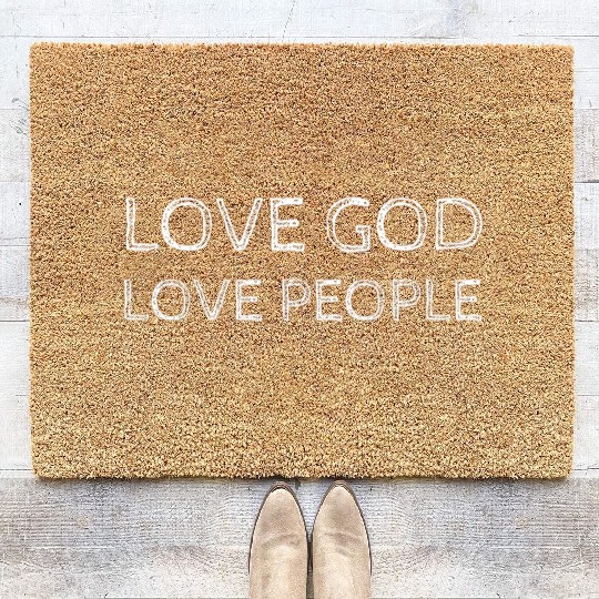 Love God Love People Christian T Coir Doormats