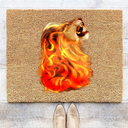 Fire Lion King Of Beasts Big Cat Animal Gift Coir Doormats