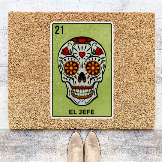 El Jefe Mexican Lottery Card Cinco De Mayo Coir Doormats