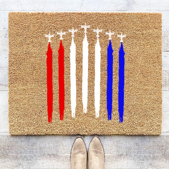 V-22 Osprey Helicopter Red White Blue Contrails Coir Doormats