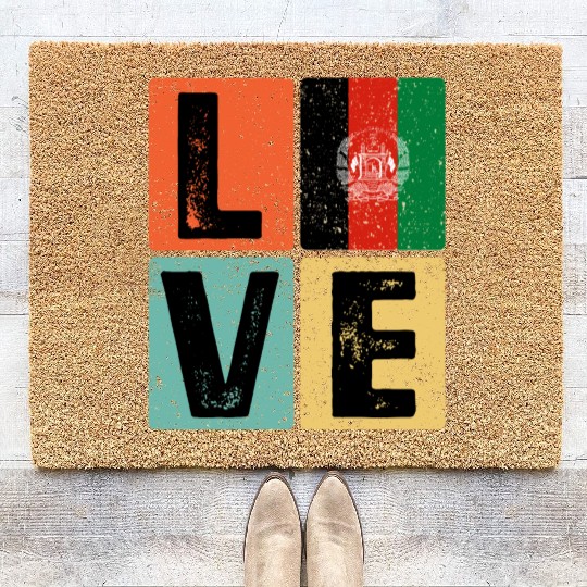 I Love Afghanistan Flag for Afghan Pride Coir Doormats