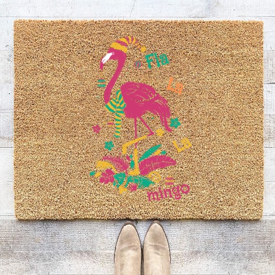 Christmas Flamingo Merry Christmas Coir Doormats