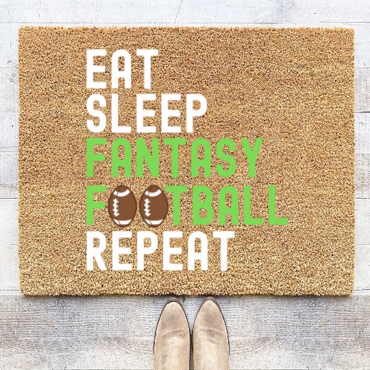 Eat Sleep Fantasy Football Repeat FFL Champion Coir Doormats