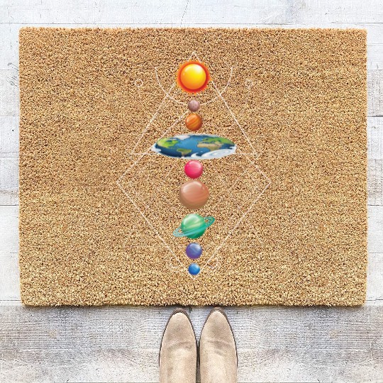 Solar System Flat Earth I Love My Planet Space Coir Doormats