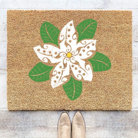 Hawaii Flower Pikake Jasmine T Tattoo Gift Coir Doormats