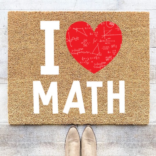 I Love Math Heart Math Coir Doormats