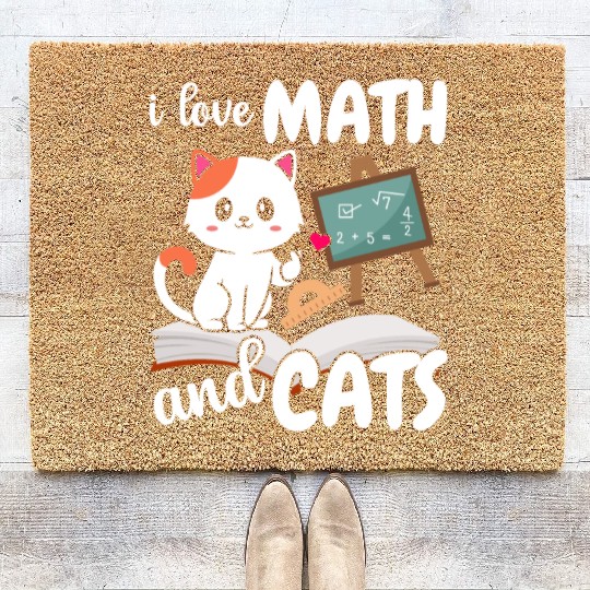 I Love Math And Cats Mathematics Coir Doormats