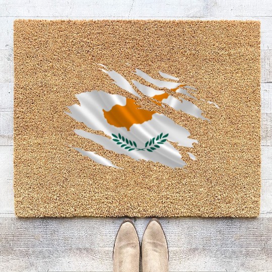 Cyprus Ripped Flag Coir Doormats