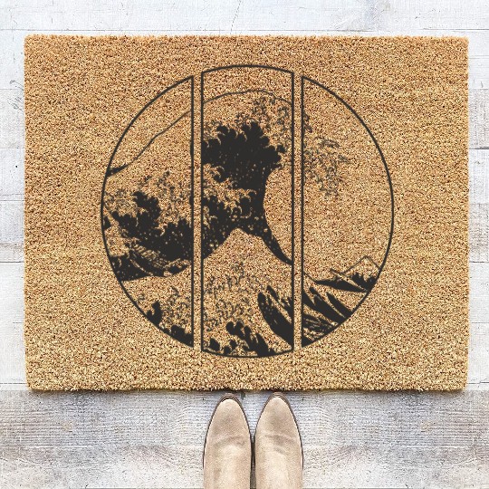The Great Wave Off Kanagawa Retro Japanese Ocean Coir Doormats