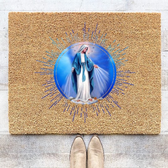 Virgin mary madonna maria ave maria catholic bibel Coir Doormats