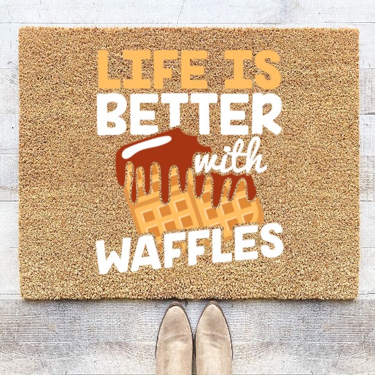 Life is Better with Waffles Waffle Pancakes Coir Doormats